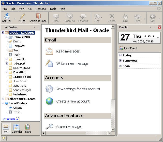 OpenSource Software Thunderbird (email) Ολοκληρωμένο πρόγραμμα email, προς αντικατάσταση του MS Outlook Kαλύτερες προδιαγραφές από το MS