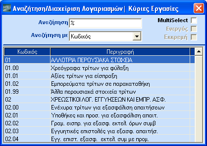 3.5. ΑΝΑΖΗΤΗΣΗ ΣΕ ΟΘΟΝΗ ΚΑΤΑΧΩΡΙΣΗΣ Υπάρχουν δυο ειδών αναζητήσεις, που μπορείτε να πραγματοποιήσετε σε μια οθόνη καταχώρισης: A. Αναζήτηση σε κύριο αρχείο.