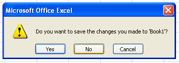 Το Excel καταλαβαίνει ότι έχετε κάνει κάποιες αλλαγές και σας ρωτά αν θέλετε να τις
