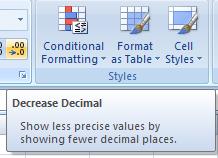 3. Στην ένδειξη Decimal Places πατούμε τα τοξάκια μέχρι να φτάσουμε στον αριθμό 2, ενώ