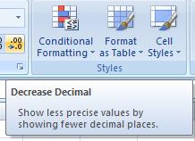 3. Στην ένδειξη Decimal Places πατούμε τα τοξάκια μέχρι να φτάσουμε στον αριθμό 2, ενώ