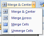 7. Κτυπήστε στο εργαλείο Merge and Center, που βρίσκεται στην ίδια γραμμή εργαλειών. Τα επιλεγμένα κελιά ενώνονται και ο τίτλος κεντράρεται στο επιλεγμένο πεδίο.