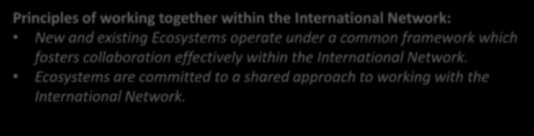 Α4. International collaboration & innovation International Network of Connected Health Ecosystems Principles of working together within the International Network: New and existing Ecosystems