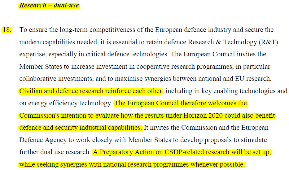 ! Right question: How can we achieve economies of scale, through combined civil & defence research (i.e. dual use applications) and civ/mil synergies, to support the CSDP?