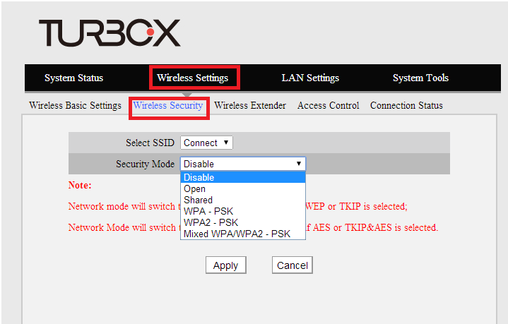 Η μονάδα WiFi, προκαθορισμένα δεν έχει authentication (Open). Επομένως, βεβαιωθείτε ότι αρχικά το access point δεν έχει authentication.