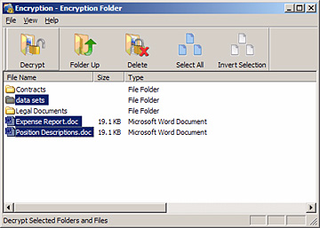 ιαχείριση της ασφάλειας ιαχείριση φακέλου Encryption (Κρυπτογράφηση) Αποκρυπτογράφηση αρχείων και φακέλων Για να αποκρυπτογραφήσετε αρχεία ή φακέλους και να τα
