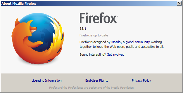 Firefox Βεβαιωθείτε ότι έχετε την πιο πρόσφατη έκδοση!
