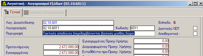 ΠΡΟΫΠΟΛΟΓΙΣΜΟΣ. 4.7.1 Μεταφορά του Προτεινόμενου Π/Υ στον Εγκεκριμένο 1.