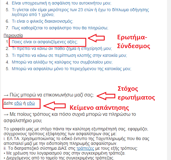 Εικόνα 5.72: Σελίδα Συχνών Ερωτήσεων 5.12.4 Χρήσιμες Φόρμες και Έντυπα Στην σελίδα αυτή θέλουμε να εμφανίζονται διάφορα αρχεία pdf τα οποία ο χρήστης θα μπορεί να κατεβάσει.