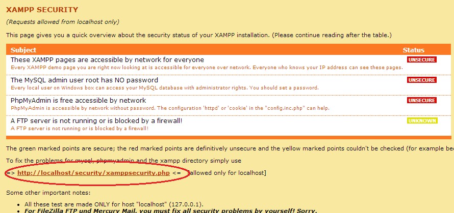 του MySQL, ενώ το phpinfo() μας δείχνει τις ρυθμίσεις της php του XAMPP.