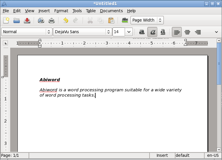 AbiWord Το AbiWord είναι ένα πρόγραμμα επεξεργασίας κειμένου κατάλληλο για μια ευρεία ποικιλία των εργασιών επεξεργασίας κειμένου.
