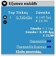 Καλάθι αγορών: Ο χρήστης µπορεί να προσθέσει και να αφαιρέσει προϊόντα µόνο ένα-ένα Τα στοιχεία του προϊόντος και το σύνολο ίσα που φαίνονται. Σχήµα 12.