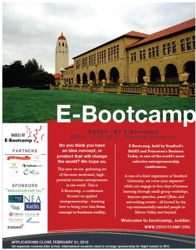 E-Bootcamp Το Business Association of Stanford Entrepreneurial Students (BASES) από το 2012 έχει ανοίξει τις πύλες του σε διεθνείς