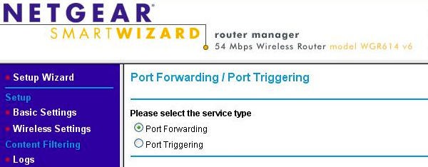 Μπορεί επίσης να τη βρείτε στο Forwarding -> Port Range Forwarding.