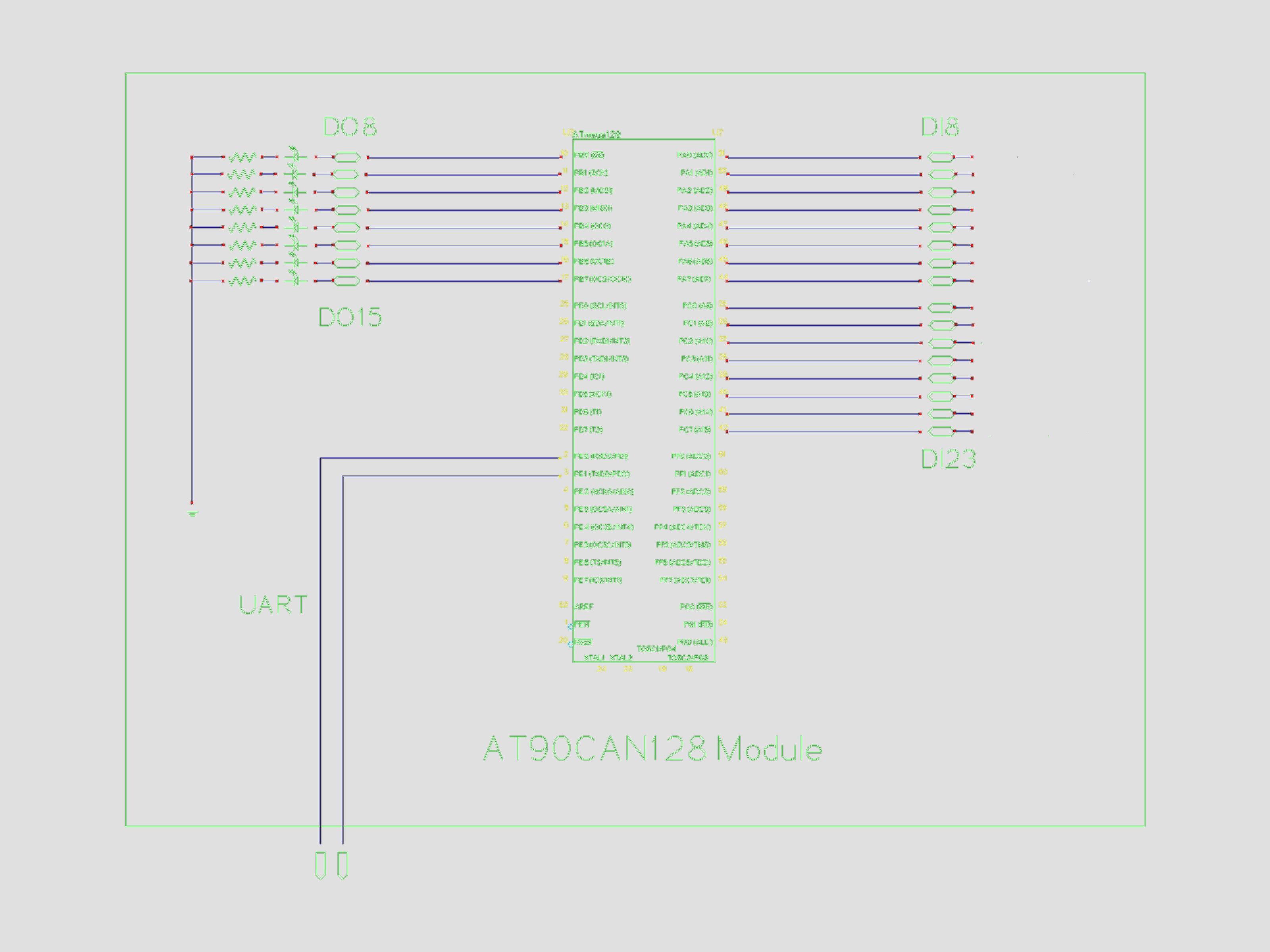 50 Κατασκευή PLC με μικροελεγκτή AVR Σχήμα 3.1 Ηλεκτρολογικό σχέδιο της κάρτας Ι/Ο Οι διακόπτες DIP (Εικόνα 3.2) που χρησιμοποιήθηκαν για τον έλεγχο των ψηφιακών εισόδων έχουν δύο καταστάσεις.