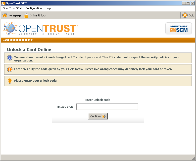 Vectury Kit OpenTrust 4.3.0 Ειδοποίηση 22/26 ηελ εθαξκνγή OpenTrust SCM client εκθαλίδεηαη έλα κήλπκα όηη ην token είλαη θιεηδσκέλν (The smart card is locked ). Κιηθ ζην OK.