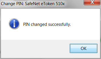 Επιλογή του νέου PIN Στο «Current Token PIN» δώστε το υπάρχον ΡΙΝ (>=6 ψηφία). Στο «New Token PIN» και «Confirm PIN» δώστε το νέο ΡΙΝ (>=6 ψηφία έως 16).