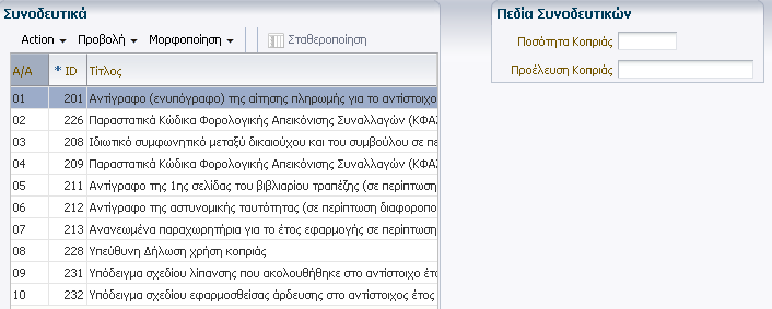 Εικόνα 09 - Καταχώρηση Στοιχείων Αιτούντος 4.1.1.4 Καταχώρηση Συνοδευτικών Εφόσον αποθηκευτούν τα στοιχεία δήλωσης τότε ο χρήστης μπορεί να προχωρήσει στην καταχώρηση των συνοδευτικών.