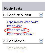 Εισαγωγή εικόνων/φωτογραφιών Κάτω από την ίδια επιλογή αλλάζουµε στην εντολή import pictures. Βρίσκουµε τις φωτογραφίες που θέλουµε και τις επιλέγουµε.