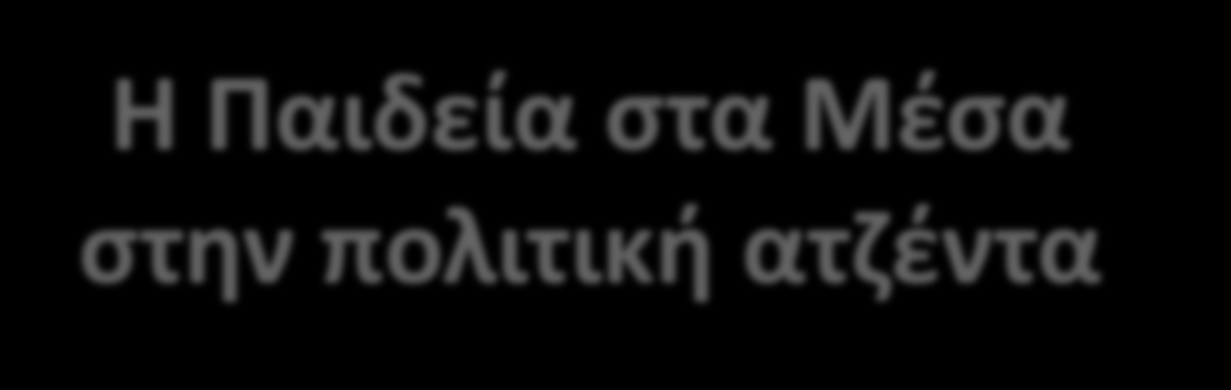 Η Παιδεία στα Μέσα στην πολιτική ατζέντα Ειρήνη Ανδριοπούλου Επικοινωνιολόγος / Ερευνήτρια EU Media Literacy Expert MEDIADEM.