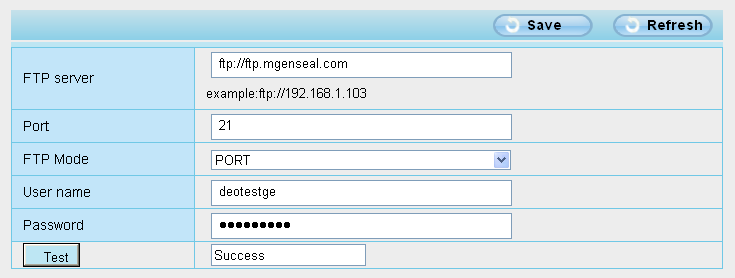 Εικόνα 4.43 Εικόνα 4.44 FTP server (Διακομιστής FTP) Αν ο FTP server είναι στο LAN, μπορείτε να κάνετε ρύθμιση αντίστοιχη με της Εικόνας 4.43. Αν έχετε κάποιον FTP server με πρόσβαση στο Internet, μπορείτε να κάνετε ρύθμιση αντίστοιχη με της Εικόνας 4.
