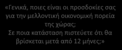 «Γενικά, ποιες είναι οι προσδοκίες σας για την μελλοντική οικονομική πορεία