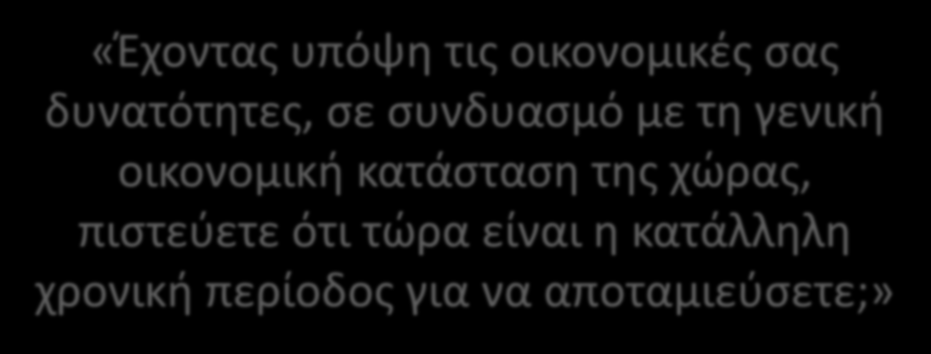 «Έχοντας υπόψη τις οικονομικές σας δυνατότητες, σε συνδυασμό με τη γενική οικονομική