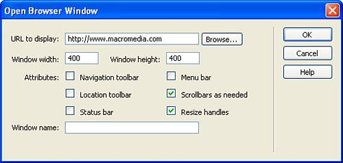 Static Web Pages: Object Behaviors Behavior Example 3: Open Browser Window Ανοίγει pop-up παραμετροποιημένο παράθυρο στο επιλεγμένο URL Ας δούμε πως μπορούμε να το χρησιμοποιήσουμε: Επιλέγουμε το