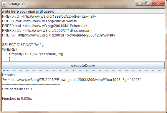 Η SPARQL-DL[30][31] είναι μια γλώσσα εκτέλεσης ερωτημάτων (query language) πάνω σε οντολογίες.