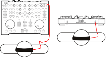 Συνδέσεις της DJ Console Rmx (1/2) Σύνδεση USB Η κονσόλα DJ Console Rmx συνδέεται σε PC ή σε Mac μέσω της θύρας USB. Ο δίαυλος USB πρέπει να έχει πλήρη ισχύ.