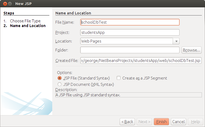 Δημιουργία Java Server Page (JSP) Τέλος θα δημιουργήσουμε μία JSP που θα εμφανίσει μία φόρμα για την εισαγωγή φοιτητών.