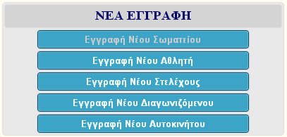 1. Εισερχόμενοι στο Σύστημα Δ.Δ.Α. για πρώτη φορά Η χρήση των επιλογών της ομάδας «ΝΕΑ ΕΓΓΡΑΦΗ» θα γίνεται μόνο μία φορά από κάθε ένα από τα: Σωματείο, Αθλητή, Στέλεχος, Διαγωνιζόμενο ή Αυτοκίνητο.