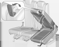 Καθίσματα, προσκέφαλα 53 Προσοχή Προτού αναδιπλώσετε προς τα πάνω την πλάτη του κεντρικού καθίσματος, βεβαιωθείτε ότι τα μέρη του υποβραχιονίου έχουν αναδιπλώσει προς τα κάτω.