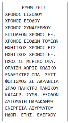 ΕΛΕΓΧΟΣ PG. Ο κωδικός ενεργοποιεί ή απενεργοποιεί μία από τις ελεγχόμενες εξόδους. Κάνοντας αυτή την επιλογή και πατώντας το (*) πρέπει να επιλέξουμε την έξοδο που θα επηρεάζει ο κωδικός.