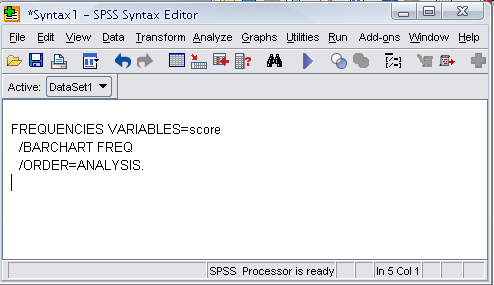 Τα τέσσερα παράθυρα του SPSS: Syntax editor Syntax Editor κειμενογράφος (text editor)
