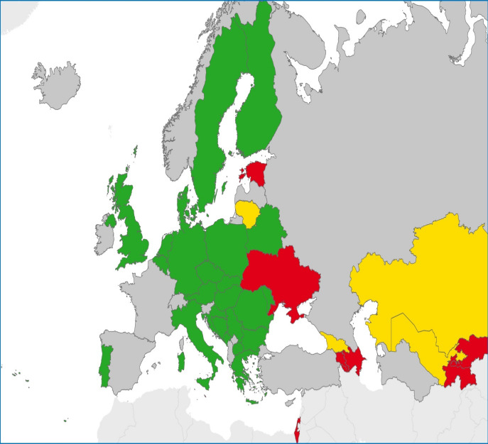 countries 11 countries reported <85%, most outside the EU * Country reported estimates.