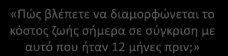 «Πώς βλέπετε να διαμορφώνεται το κόστος ζωής σήμερα σε