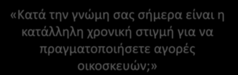 «Κατά την γνώμη σας σήμερα είναι η κατάλληλη χρονική στιγμή