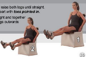 4. Εκτάσεις ποδιών Καθίστε φορώντας τους ιµάντες ποδός. Σηκώστε τα πόδια σας µέχρι να έρθουν σε ευθεία θέση. Κρατήστε τα για ένα δευτερόλεπτο και κατεβάστε τα αργά. 5.