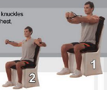 5. Έκταση τρικέφαλων Εκτείνετε τα χέρια σας προς τα πάνω µε τους αγκώνες λυγισµένους. Κρατήστε το δεξί σας ώµο µε το αριστερό σας χέρι και τραβήξτε απαλά.