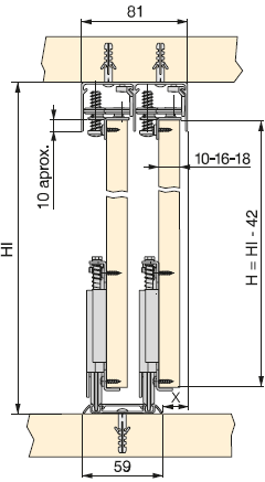 superiore Placard per Slowmove Placard upper track for Slowmove 17,73 /ml L Code 6,10 mt 4003962 Profilo tappo Placard a canale Profile cover Placard of groove 9,51 /ml L