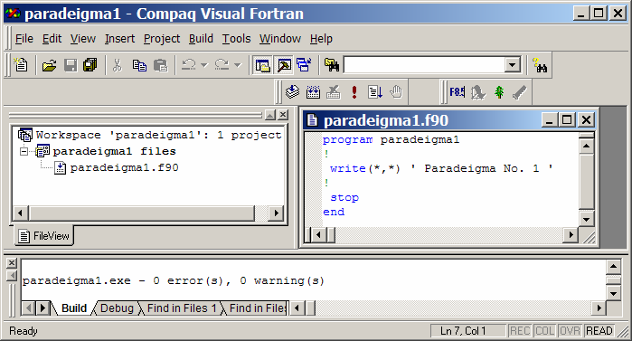 paradeigma1 και το οποίο περιέχει στα αρχεία του (files) ένα προς το παρόν αρχείο, το paradeigma1.