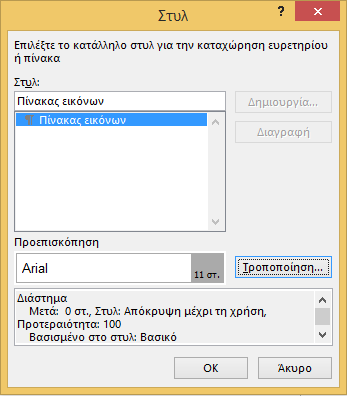 4. Εάν θέλετε να τροποποιήσετε τον Πίνακα εικόνων, κάντε κλικ στην επιλογή Τροποποίηση στο παράθυρο Πίνακας εικόνων.