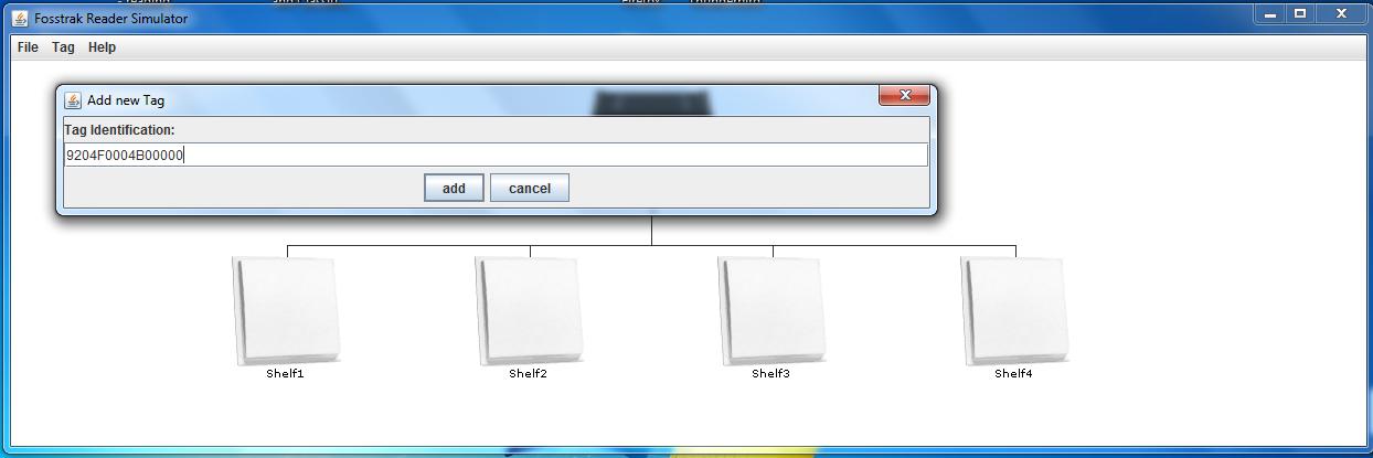 Διπλωματική Εργασία της Μαρίνας Ειρήνης Σταματιάδου - Ιούνιος 2012 Από το παράθυρο της προσομοίωσης μπορούμε να επιλέξουμε Tag Add Tag και να προσθέσουμε ένα RFID tag, με epc κωδικό