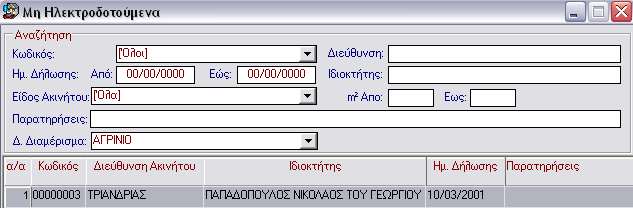 Ε Κ Δ Ο Σ Η Χ Ρ Η Μ Α Τ Ι Κ Ο Υ Κ Α Τ Α Λ Ο Γ Ο Υ 5.3 Διαγραφή Μη Ηλεκτροδοτούμενων Ακινήτων Για να δείτε την καρτέλα ενός μη ηλεκτροδοτούμενου ακινήτου, η διαδικασία που ακολουθείτε είναι εξής: 1.