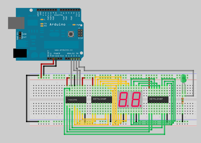 Άσκηση 7 Σύνδεση 7 Segment Display Στόχος της Άσκησης 7 είναι η εξοικείωση με τη σύνδεση δύο 7 Segment Display με τη βοήθεια του ολοκληρωμένου 74HC595 (Serial In Parallel Out Shift Register) και δύο