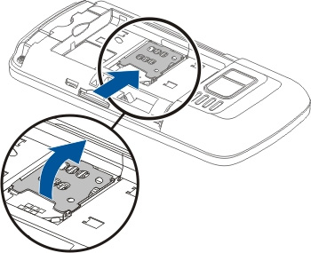 Ξεκινώντας 11 Τοποθέτηση της κάρτας SIM Μην κολλάτε αυτοκόλλητα στην κάρτα SIM. 1 Σπρώξτε το πίσω κάλυμμα για να το ανοίξετε και αφαιρέστε το. 2 Αφαιρέστε την μπαταρία.