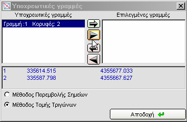 Φόρµα Εφαρµογής: Μεταφέρουµε στη δεξιά λίστα «Επιλεγµένες γραµµές» όσες από τις γ.α.κ.