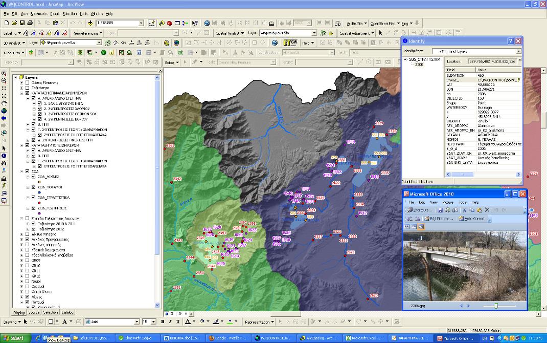 Σχήμα 2: Απόσπασμα εικόνας σε περιβάλλον ArcMap 9.3.1, με λεπτομέρεια σε επιλεγμένη περιοχή.