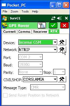 9. Εισαγωγή Username & Password Από το Μενού επιλέγουμε Equip GPS Rover Από την οθόνη που εμφανίζεται επιλέγουμε RTK Από την